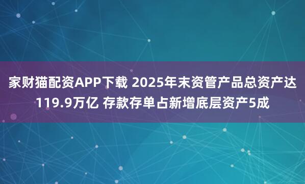 家财猫配资APP下载 2025年末资管产品总资产达119.9万亿 存款存单占新增底层资产5成